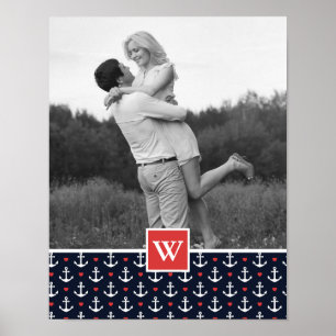 Affiche Les coeurs et le motif   d'Ancres ajoutent votre