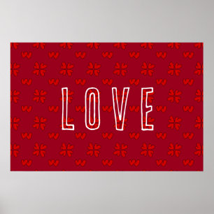 Affiche Les Coeurs rouges de Valentine sur l'amour rouge