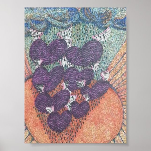 Affiche les coeurs s'envolent d'un art très unique (Devant)