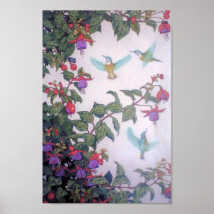 Affiche Les colibris au printemps