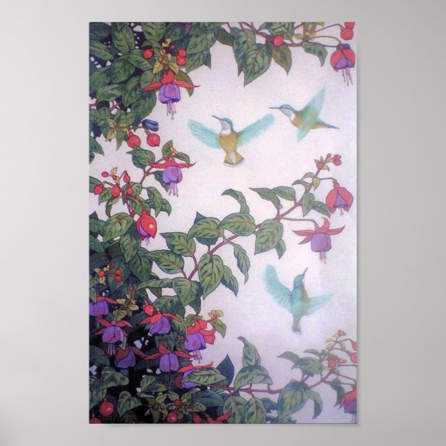 Affiche Les colibris au printemps (Devant)