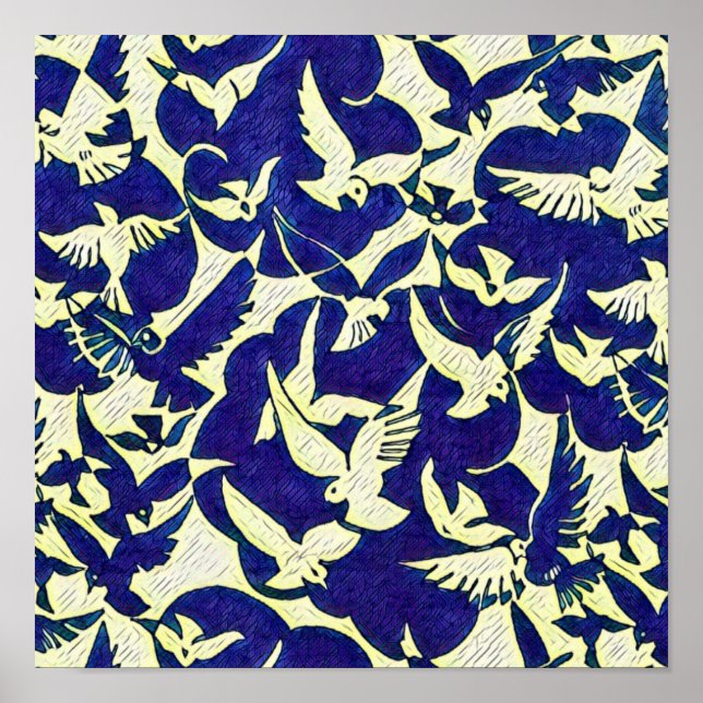 Affiche Les colombes en vol (Devant)