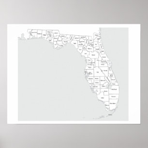 Affiche Les comtés de Floride cartographient les contours