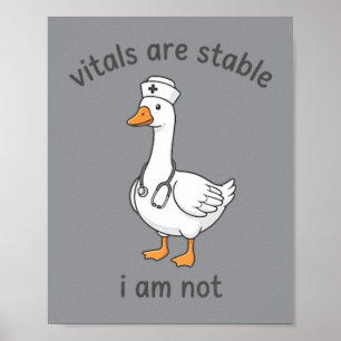 Affiche Les constantes vitales sont stables Pas drôle Oie