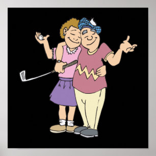 Affiche Les couples qui jouent au golf ensemble restent