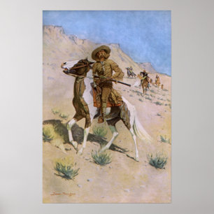 Affiche Les cow-boys militaires vintages, le scout de Remi