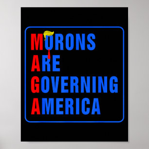 Affiche Les crétins gouvernent l'Amérique drôle Trump 2024