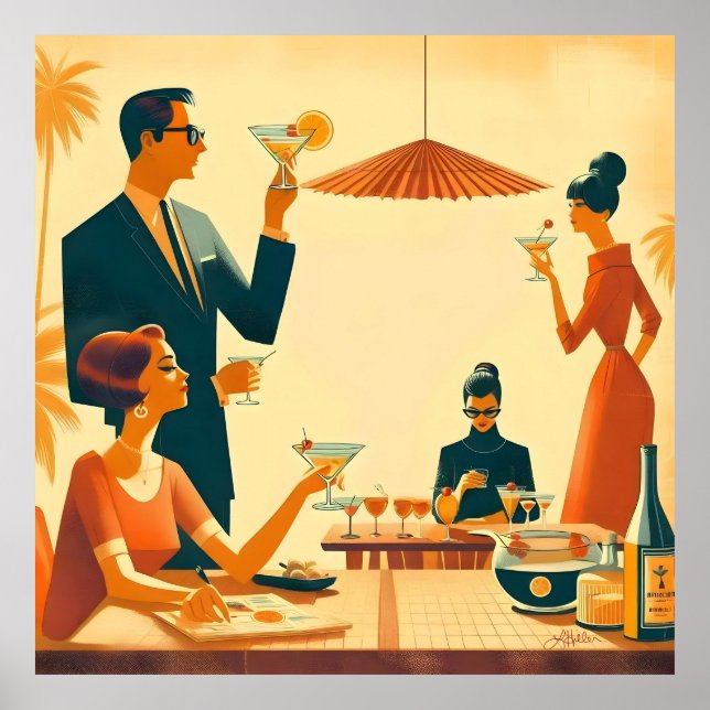Affiche Les critiques de cocktail Martini du milieu du siè (Devant)