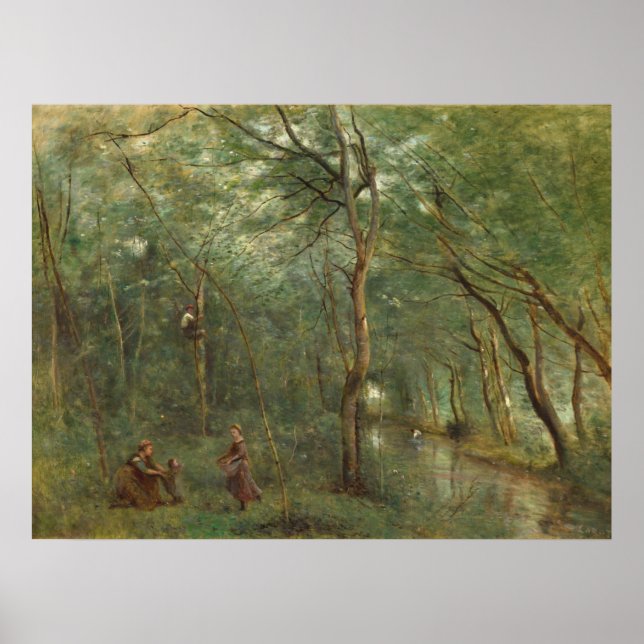 Affiche Les cueilleurs d'anguille - Jean-Baptiste - Corot (Devant)