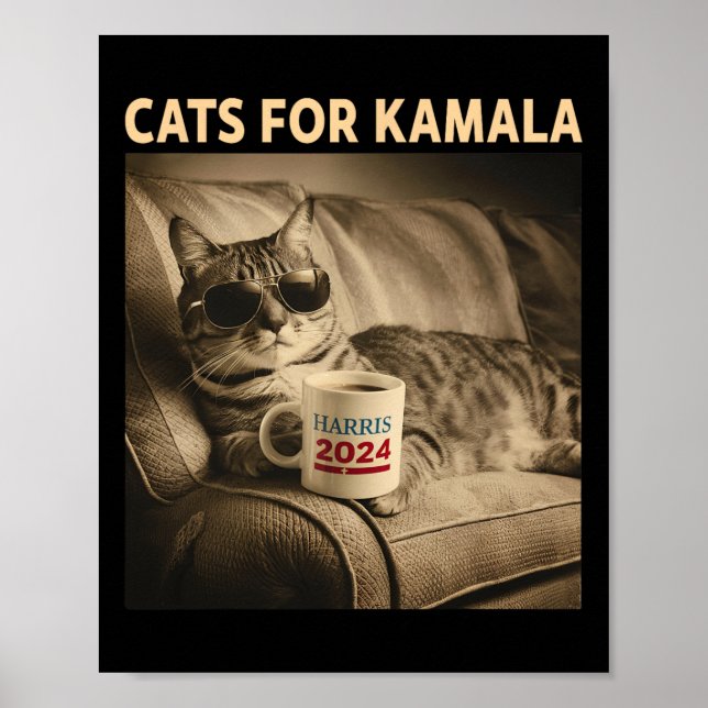 Affiche Les Dames Pour Kamala Drôle Chat 2024 Président Ka (Devant)