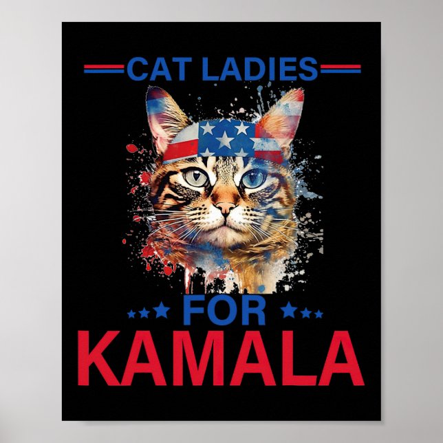 Affiche Les Dames Pour Kamala Drôle Chat 2024 Président Ka (Devant)