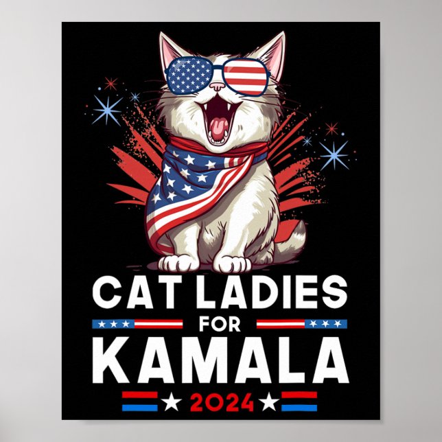 Affiche Les Dames Pour Kamala Drôle Chat 2024 Président Ka (Devant)