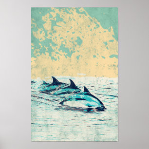 Affiche Les dauphins dans l'océan Atlantique Carte postale