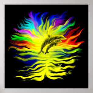 Affiche Les dauphins sous le soleil