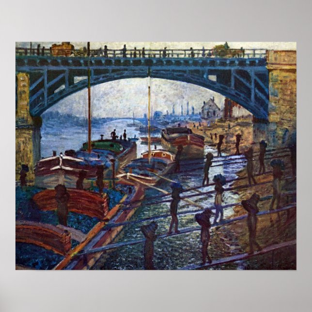 Affiche Les Déchargeurs de charbon par Claude Monet (Devant)