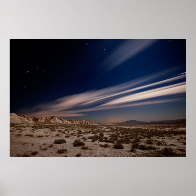 Affiche Les déserts | Navarre Bardenas désert la nuit (Devant)
