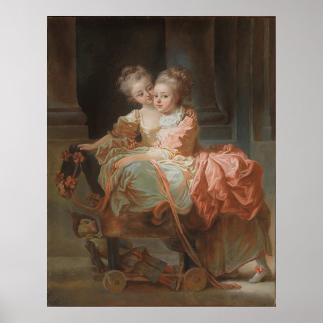 Affiche Les Deux Soeurs - Jean-Honoré Fragonard (Devant)