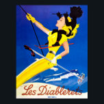 Affiche Les Diablerets, femme en téléski<br><div class="desc">Les Diablerets est un village et station de ski situé dans la commune d'Ormont-Dessus dans le canton de Vaud,  en Suisse.</div>