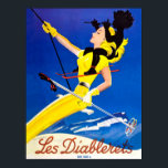 Affiche Les Diablerets, femme en téléski<br><div class="desc">Les Diablerets est un village et station de ski situé dans la commune d'Ormont-Dessus dans le canton de Vaud,  en Suisse.</div>