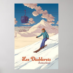 Affiche Les Diablerets Station de ski Suisse Voyage