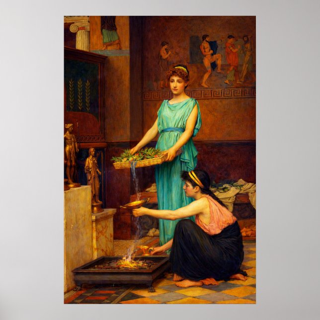 Affiche Les Dieux Domestiques par John William Waterhouse (Devant)