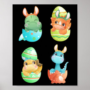 Affiche Les dinosaures éclosent d'œufs de Pâques 
