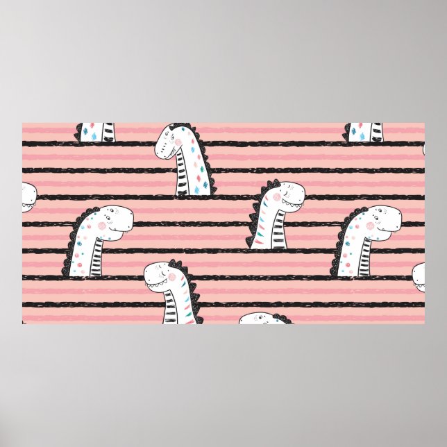 Affiche Les Dinosaures vintage Seamless. C (Devant)