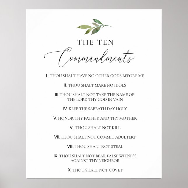 Affiche Les Dix Commandements Bible chrétienne Verse Churc (Devant)