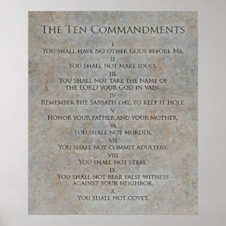 Affiche Les Dix Commandements En Pierre