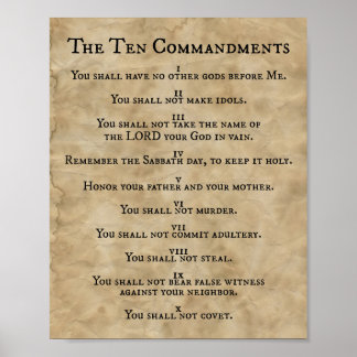 Affiche Les Dix Commandements Imprimer Presse sur Parchemi