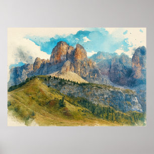 Affiche Les Dolomites Italie - Peinture à éclaboussures d'