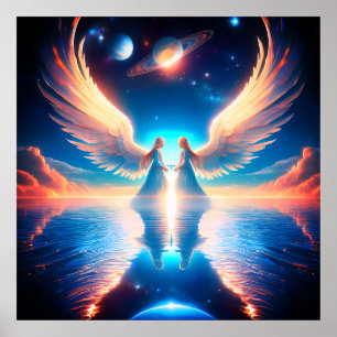 Affiche Les doubles anges sur un mur de 24x24