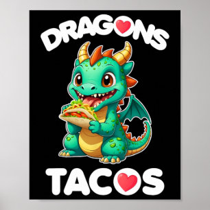 Affiche Les dragons aiment les tacos Mignon Cinco De Mayo