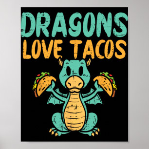 Affiche Les dragons aiment les tacos Mignon Cinq De Mayo N