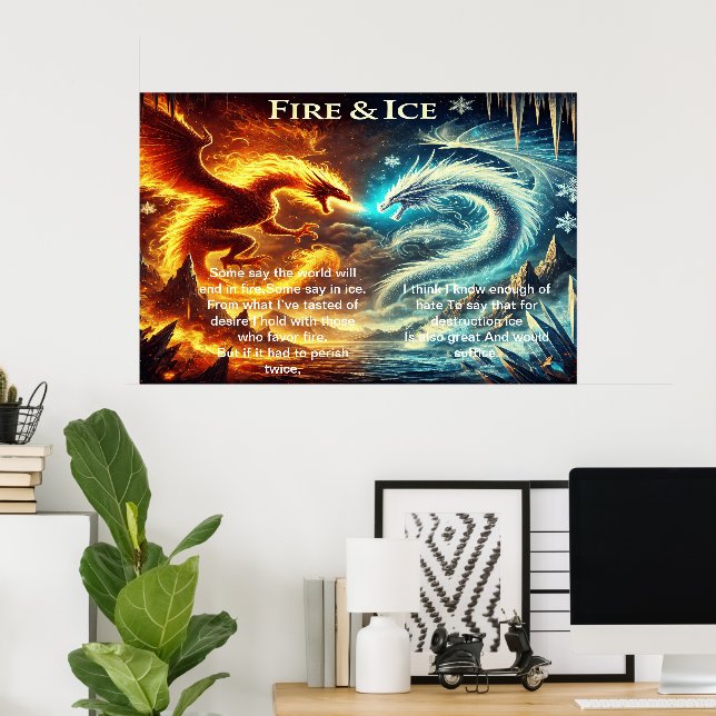 Affiche Les dragons du feu et de la glace (Bureau à domicile)
