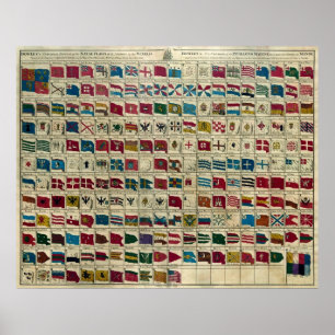 Affiche Les drapeaux navals de Bowles du monde