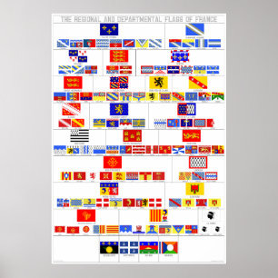 Affiche Les drapeaux régionaux et ministériels de la Franc