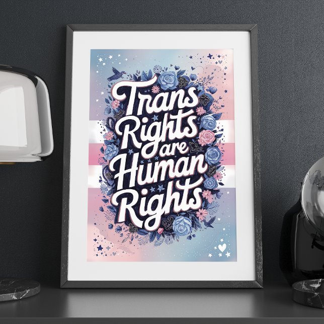 Affiche Les droits trans sont droits humains LGBTQ Floral  (Créateur téléchargé)