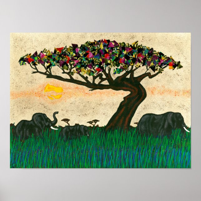 Affiche Les éléphants sur les plans de l'Afrique (Devant)