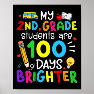 Affiche Les élèves de 2e année sont 100 jours plus brillan