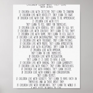 Affiche Les Enfants Apprennent Ce Qu'Ils Vivent #minimalis