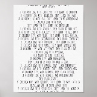 Affiche Les Enfants Apprennent Ce Qu'Ils Vivent #minimalis