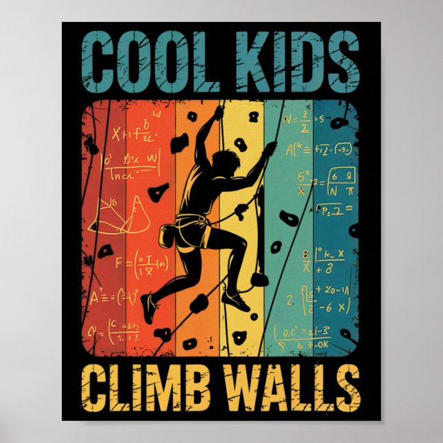 Affiche Les enfants cool grimpent aux murs Rock Climbing B (Devant)