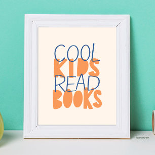 Affiche Les enfants cool lisent des livres Typographie ble