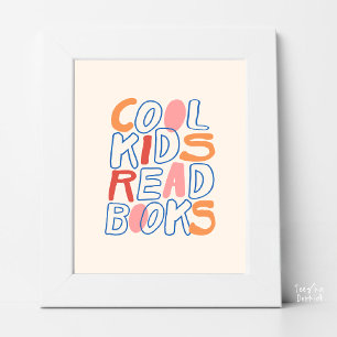 Affiche Les enfants cool lisent des livres Typographie rét