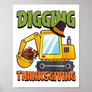 Affiche Les enfants creusent Thanksgiving Day Cool Excavat