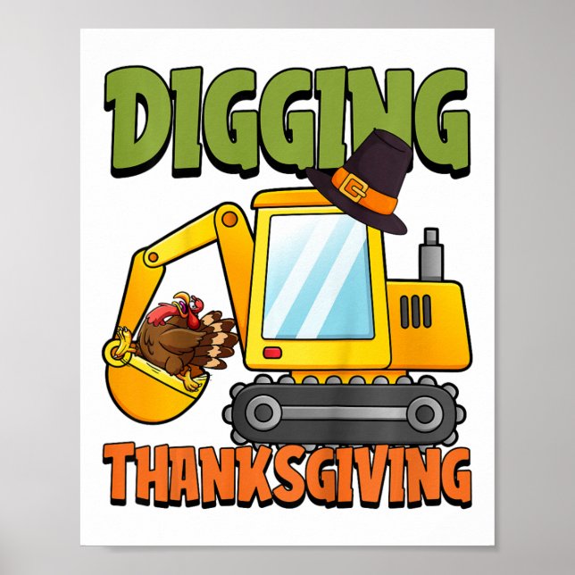 Affiche Les enfants creusent Thanksgiving Day Cool Excavat (Devant)