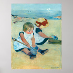 Affiche Les enfants de Cassatt jouent sur la plage