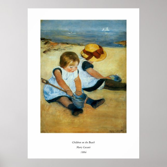 Affiche Les enfants de Mary Cassatt sur la plage (1884) (Devant)