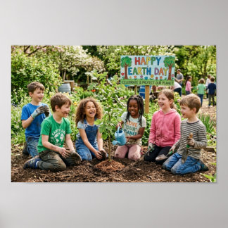 Affiche Les enfants plantent des arbres - Célébrons et pro